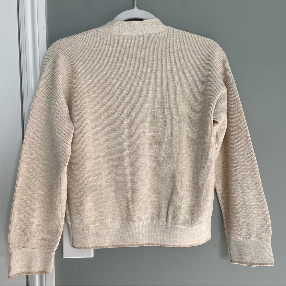 Eleventy Italian Made 100% Cotton Metallic Thread Beige Neutral Knit Cardigan - Picture 10 of 17